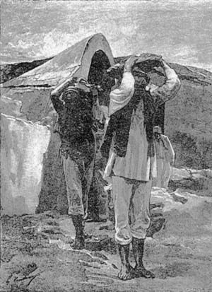 Immagine di minatori al lavoro tratto dal libro La Sicilia, impressioni del presente e del passato di Gastone Vuillier